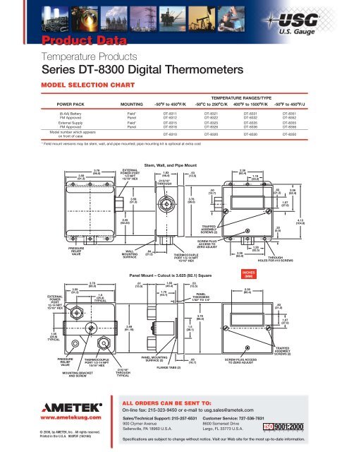 USG Series DT-8300 Digital Thermometers - PEC-KC.com