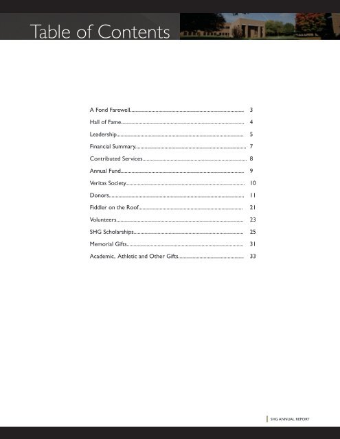 Table of Contents - Sacred Heart-Griffin High School