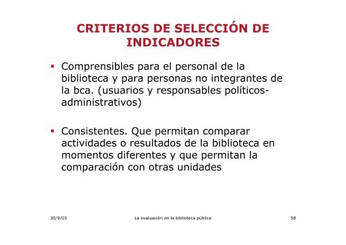 La evaluaciÃ³n en la biblioteca pÃºblica: indicadores y otros ... - sinic