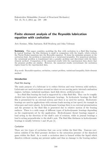 Finite element analysis of the Reynolds lubrication equation with ...