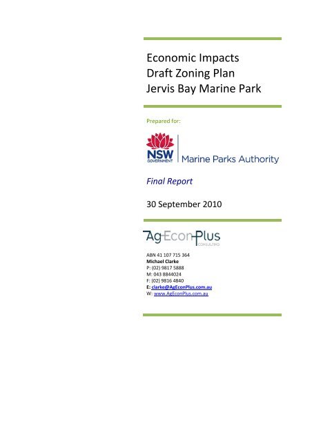 Economic Impacts - Draft Zoning Plan Jervis Bay Marine Park