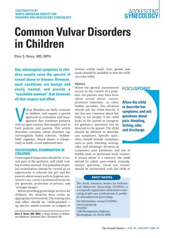 Common Vulvar Disorders in Children
