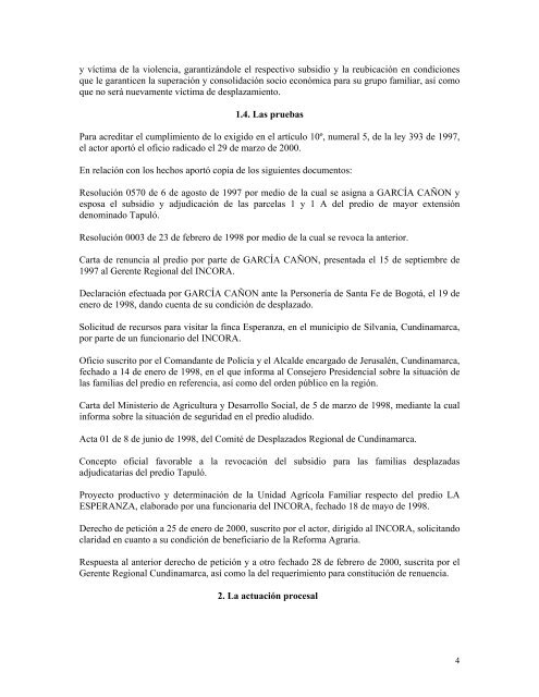 AcciÃ³n de Cumplimiento, Sentencia ACU-1762 de la Sala ... - Acnur