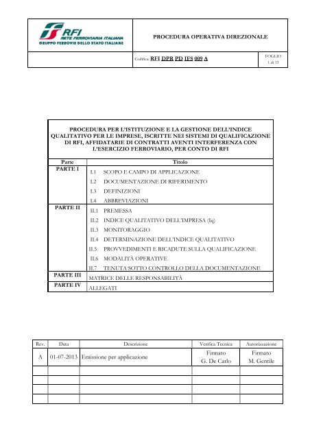 A 01-07-2013 Emissione per applicazione Firmato G. De Carlo ... - Rfi