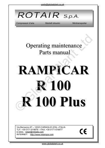 Rotair Rampicar R100 Parts - Global Construction Plant ...