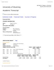 Academic Transcript - University of Wyoming