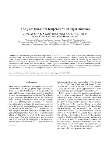 The glass transition temperatures of sugar mixtures