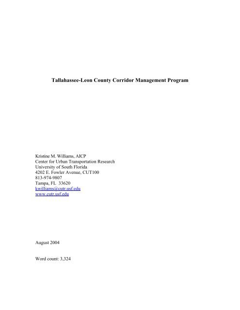 Tallahassee-Leon County Corridor Management Program