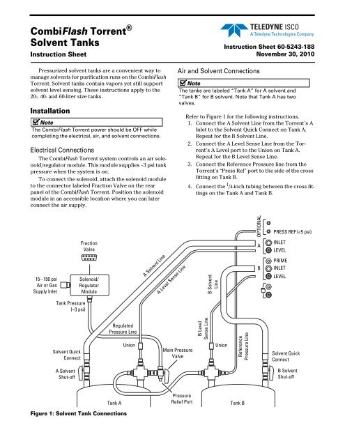 CombiFlash Torrent Solvent Tanks Instruction Sheet - Isco