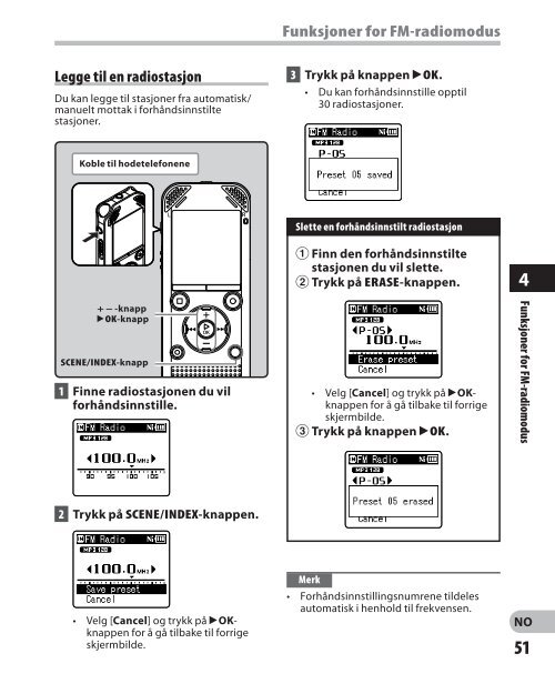 DETALJERTE INSTRUKSJONER DIGITAL DIKTAFON - Olympus