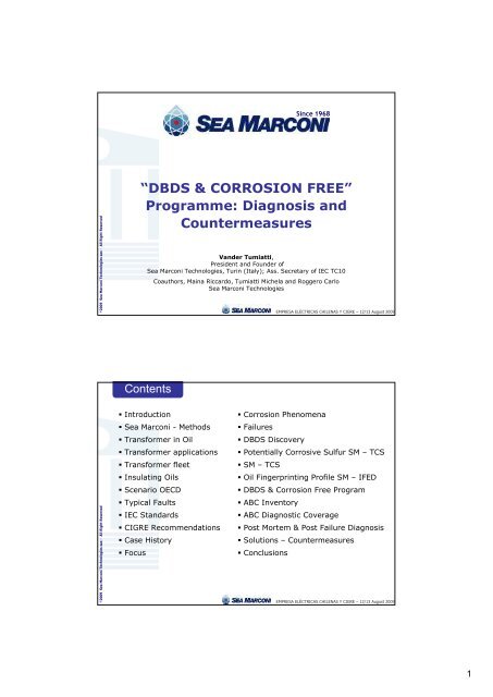 âDBDS & CORROSION FREEâ Programme: Diagnosis and ... - CigrÃ©