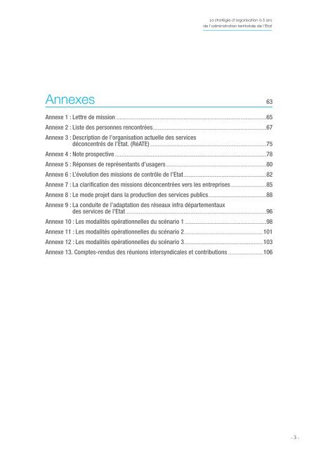 La stratégie d'organisation à 5 ans de l'administration territoriale de