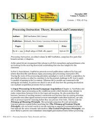 Processing Instruction: Theory, Research, and Commentary - TESL-EJ