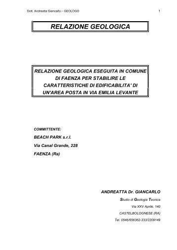 Allegato E - Relazione geologica - Comune di Faenza