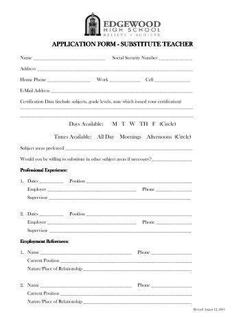 substitute teacher form