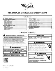 air handler installation instructions - Whirlpool HVAC Dealers