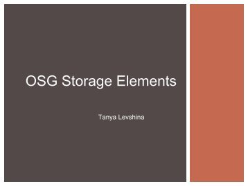 OSG Storage ElementS - Open Science Grid