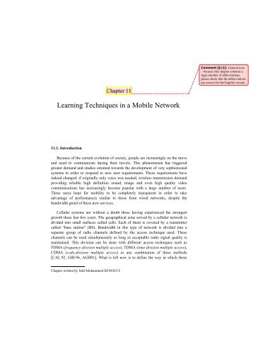 Learning Techniques in a Mobile Network - Sidi Mohammed ...