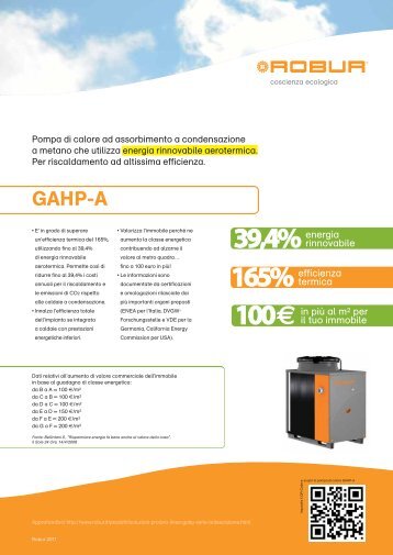 PRO Linea GAHP Serie A - Certificazione energetica edifici
