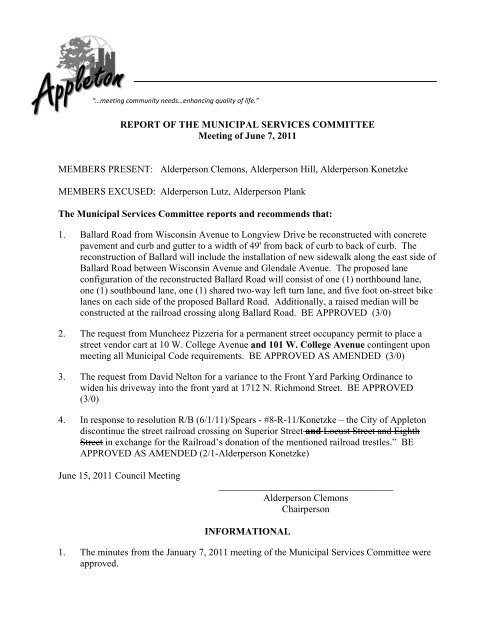 ordinance amending chapter 23 of the municipal - City of Appleton