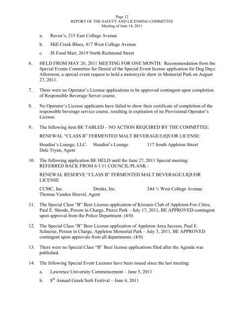 ordinance amending chapter 23 of the municipal - City of Appleton