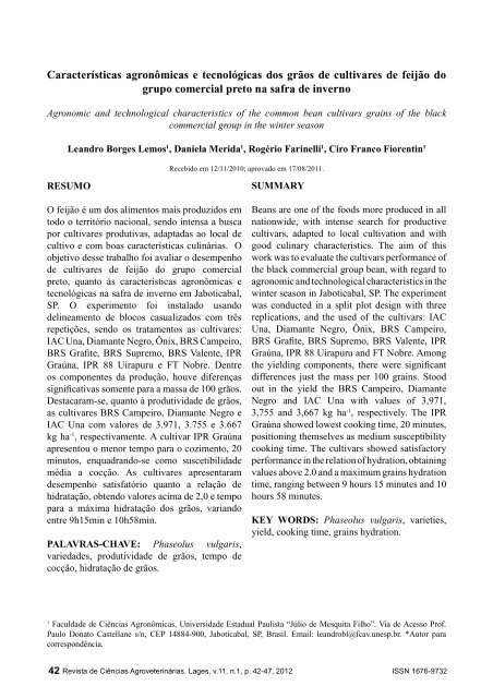 Características agronômicas e tecnológicas dos grãos de cultivares ...