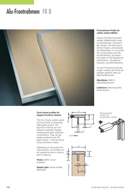 Alu-Frontrahmen für Möbeltüren und Panele - Glas und Spiegel Shop