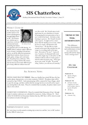 Newsletter Feb. 9 - Surabaya International School