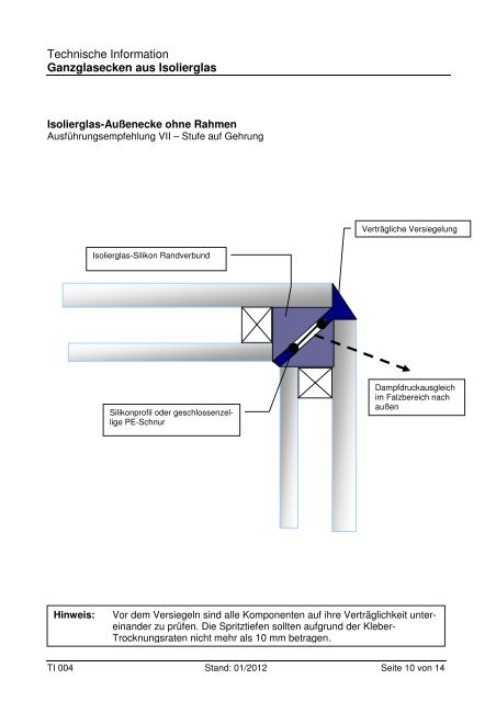 Technische Information Ganzglasecken aus Isolierglas