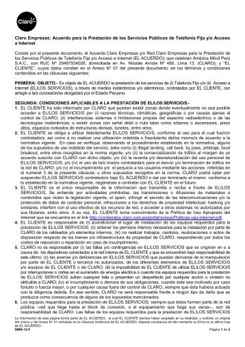 Claro Empresas: Acuerdo para la PrestaciÃ³n de los Servicios ...