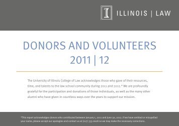 DONORS AND VOLUNTEERS 2011 | 12 - College of Law