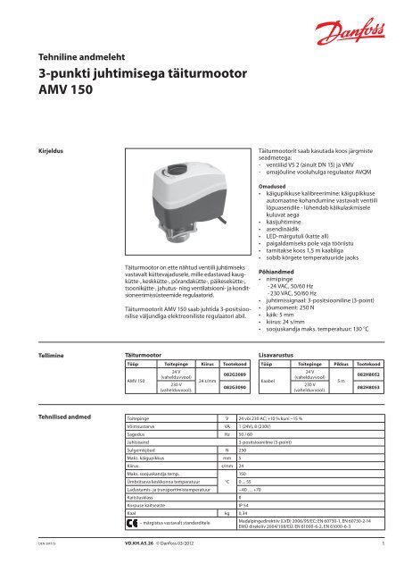 3-punkti juhtimisega tÃ¤iturmootor AMV 150 - Danfoss