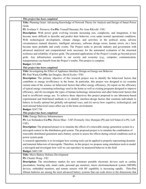 Annual Report- Part III - Florida Energy Systems Consortium