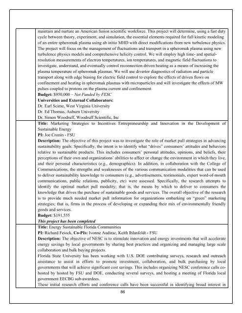 Annual Report- Part III - Florida Energy Systems Consortium