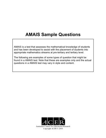 AMAIS Sample Questions - ACER