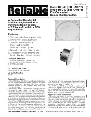 Model RFC43 (SIN RA0612) Model RFC49 (SIN RA0616) Flat ... - Xact