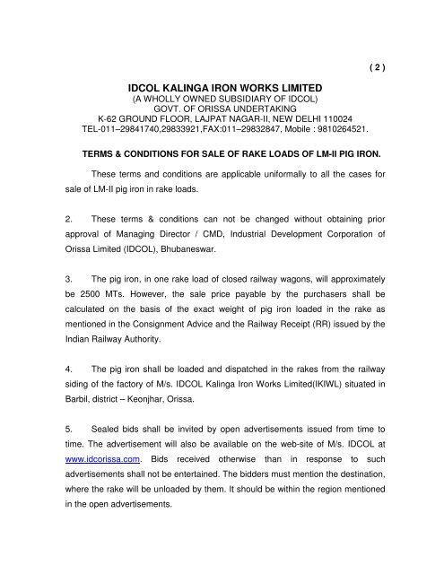 IDCOL KALINGA IRON WORKS LIMITED (IKIWL) - Imimg