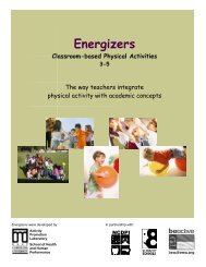 Energizers Classroom-based Physical Activities 3-5