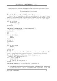 Exercices - Algorithmes : corrigé Ãcrire des algorithmes - Bibmath