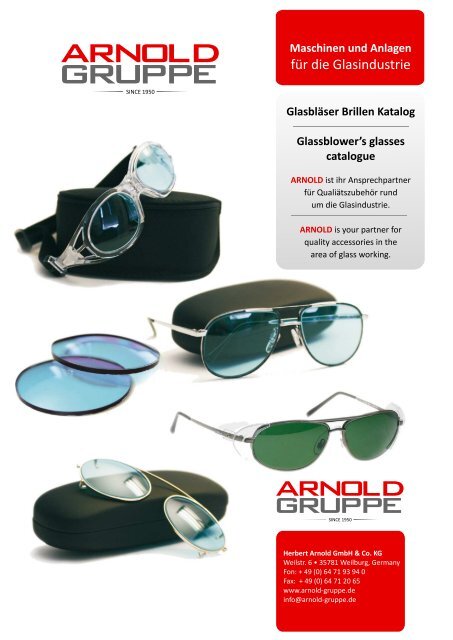 Glasbläser Brillen Katalog Glassblower's glasses ... - Arnold Gruppe