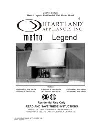 Legend Vent Hood Manual - Inglenook Energy Center