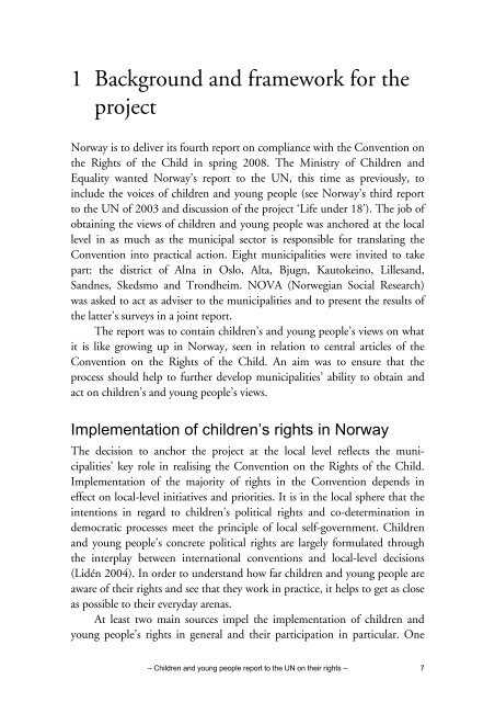 children and young people report to the UN on their rights - Nova