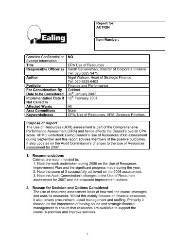 Item 8 - CPA - Ealing Council