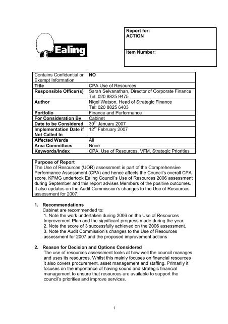 Item 8 - CPA - Ealing Council