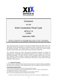 Comment on the Draft Cambodian Penal Code ARTICLE 19 London ...