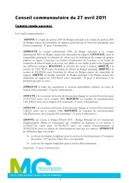 Conseil communautaire du 27 avril 2011 - Communauté d ...