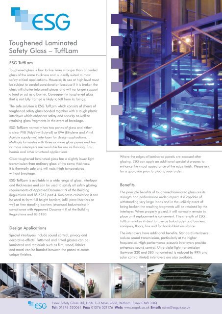 Toughened Laminated Safety Glass – TuffLam - ESG