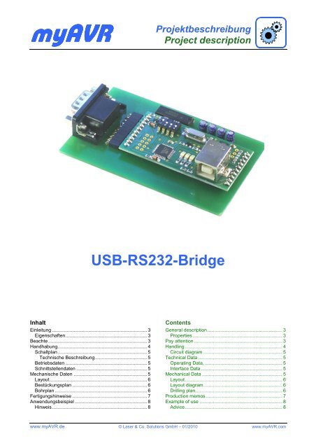 Projektbeschreibung Project description USB-RS232-Bridge - myAVR