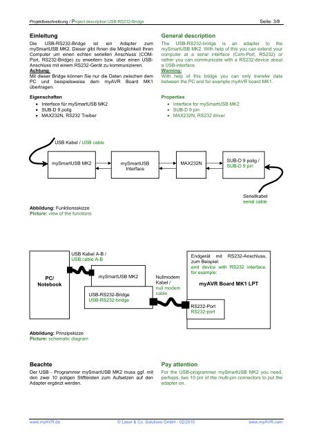 Projektbeschreibung Project description USB-RS232-Bridge - myAVR