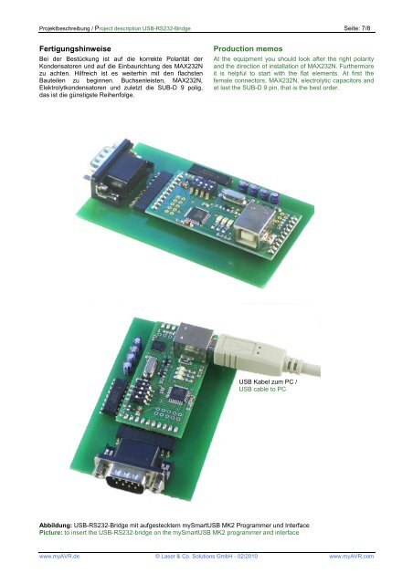 Projektbeschreibung Project description USB-RS232-Bridge - myAVR